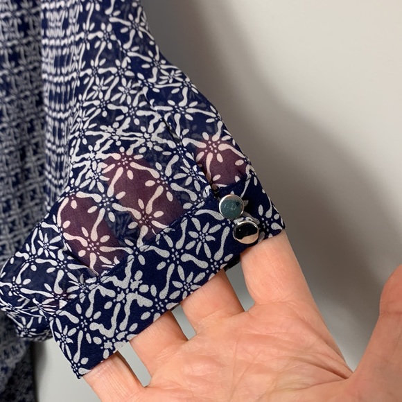 Diane Von Furstenberg Fleurette Silk Dress Navy and White Size 0 - Picture 7 of 14